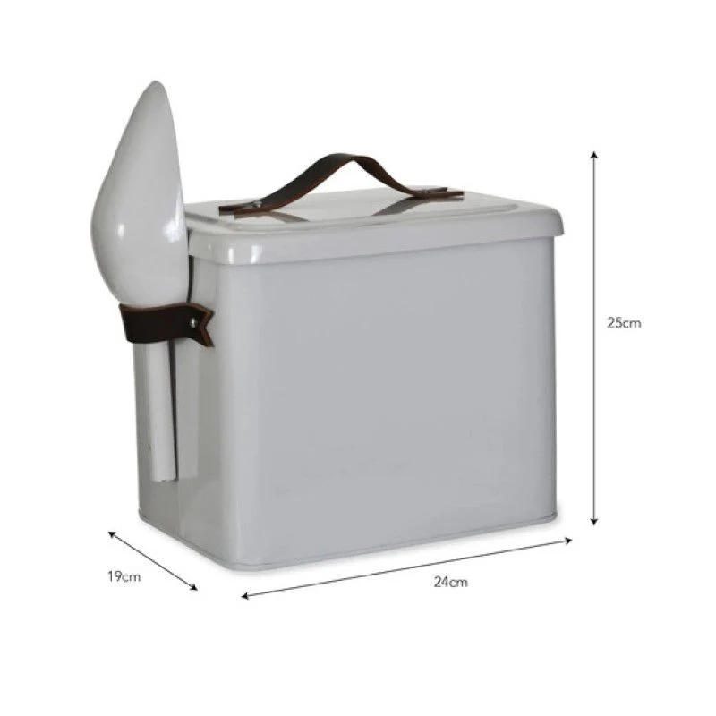 Garden Trading Stowell Small Pet Bin With Leather Handles - Chalk