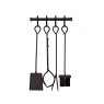 Garden Trading Fireside Tools with Wall Rack Set of 4 - Black Iron