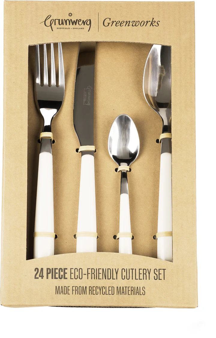 Grunwerg Greenworks 24 Piece Cutlery Set - Sepia White