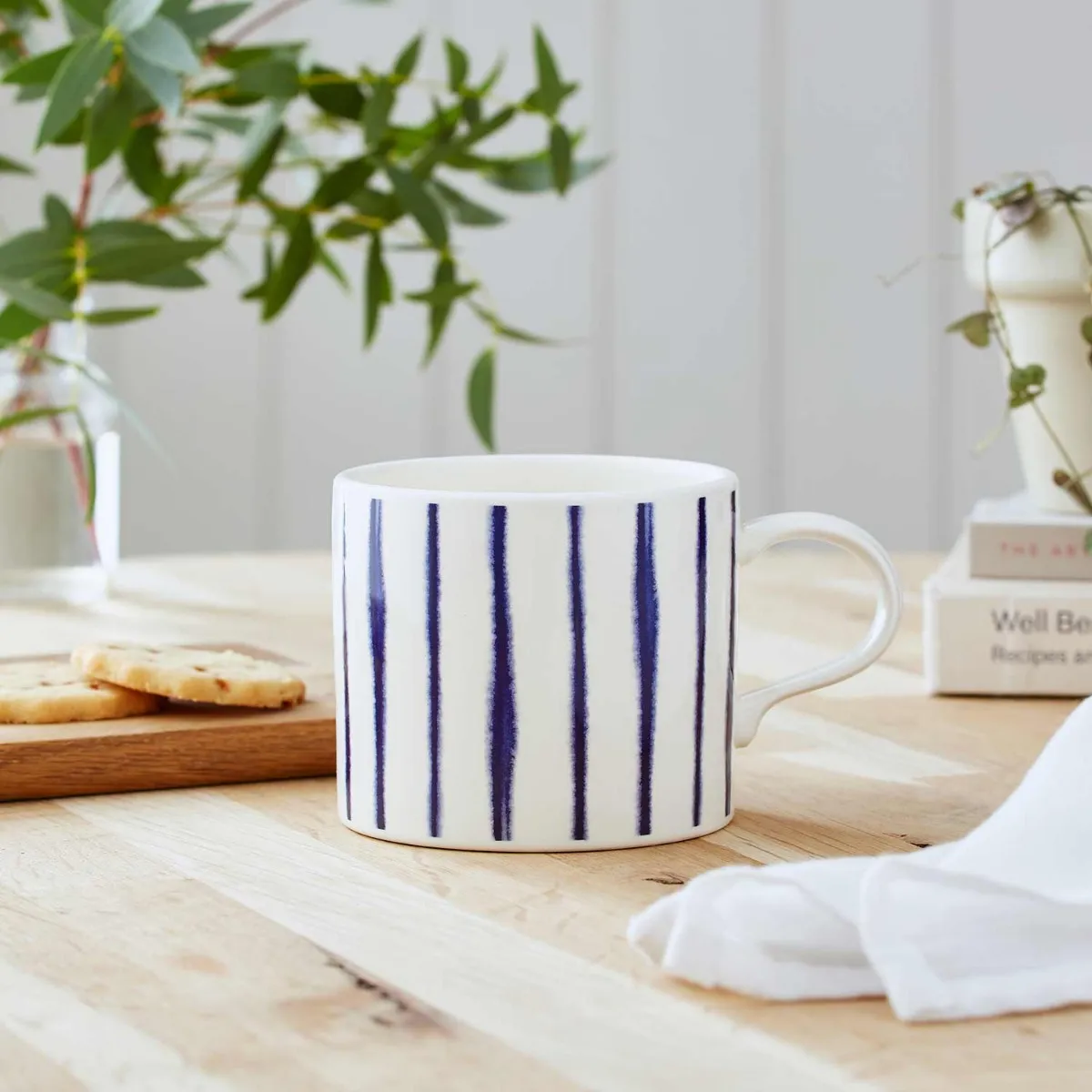 Mug Meirion Pin Stripes Mug - Blue & White