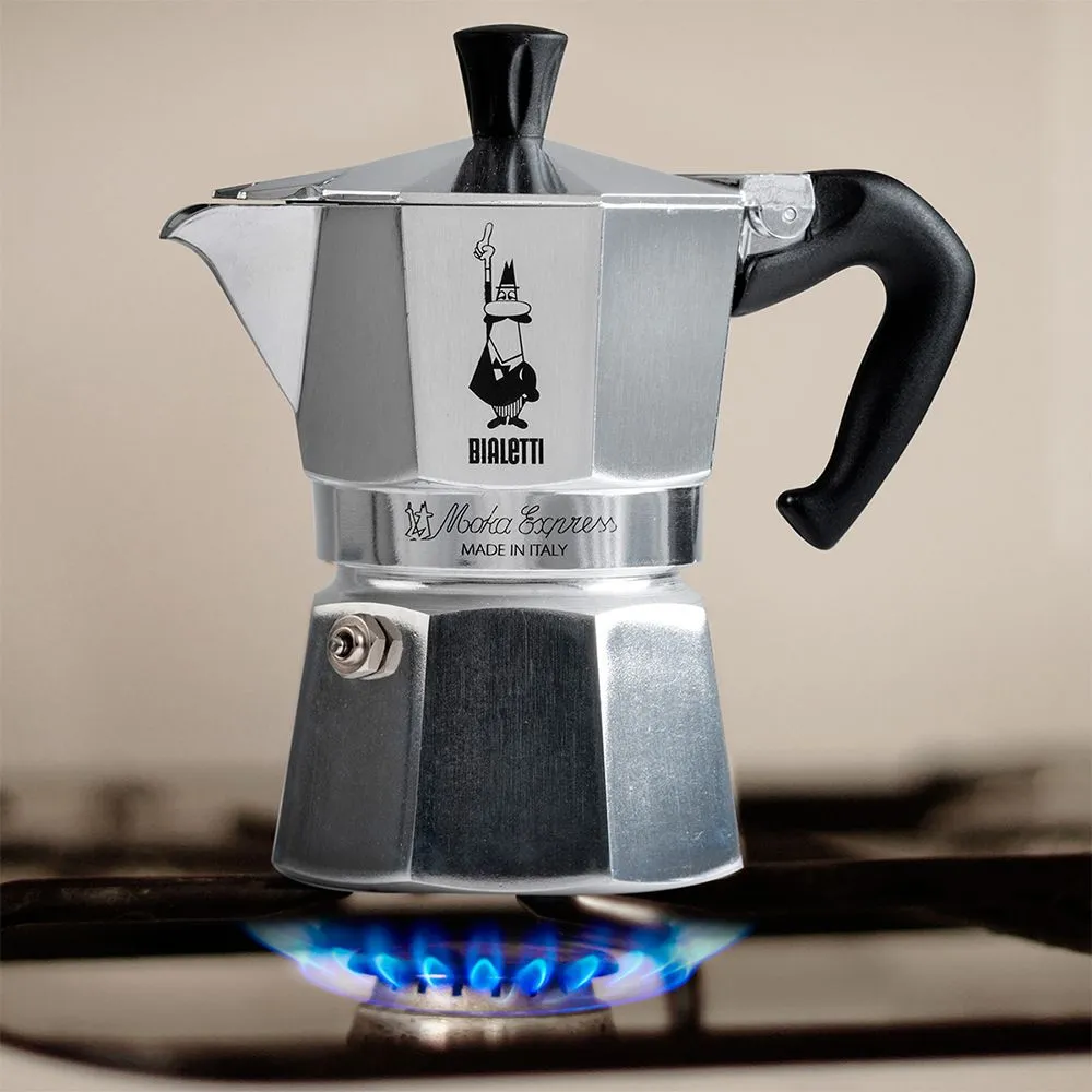 Bialetti Moka Express Aluminium Stovetop Coffee Maker Cup - Silver