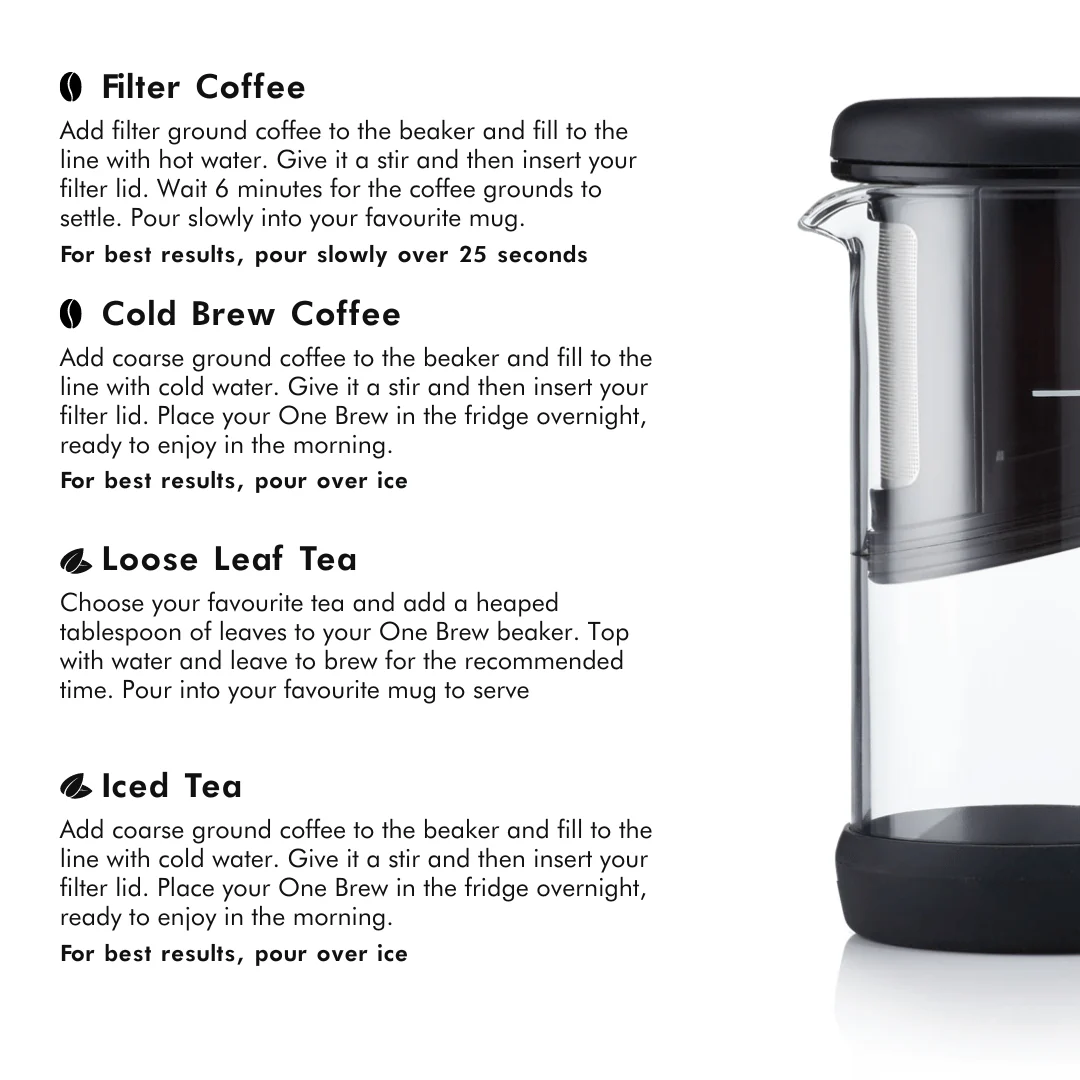 Barista & Co One Brew 4 In 1 Coffee & Tea Infuser Black 350ml