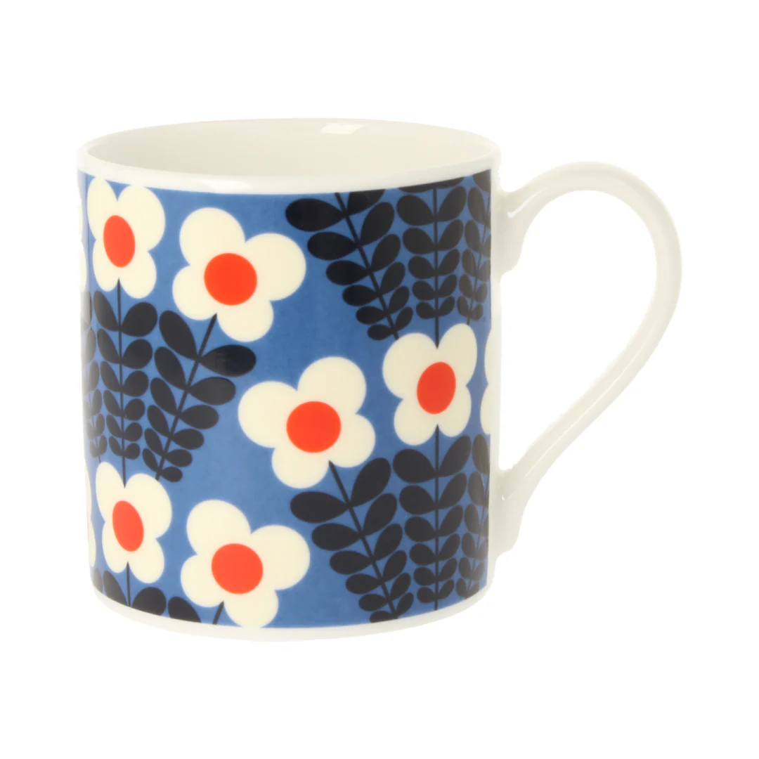 Orla Kiely Bunch Of Stems Quite Big Blue Mug