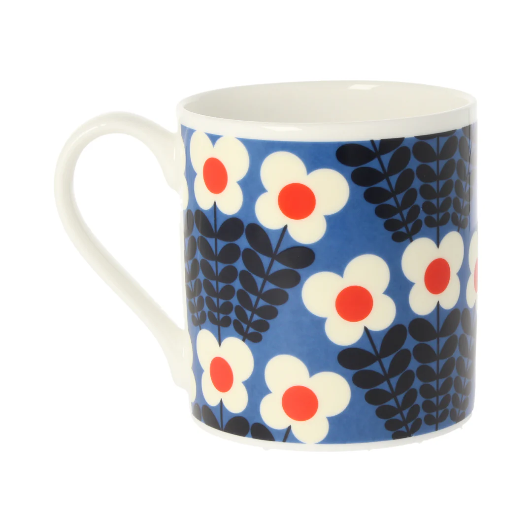 Orla Kiely Bunch Of Stems Quite Big Blue Mug