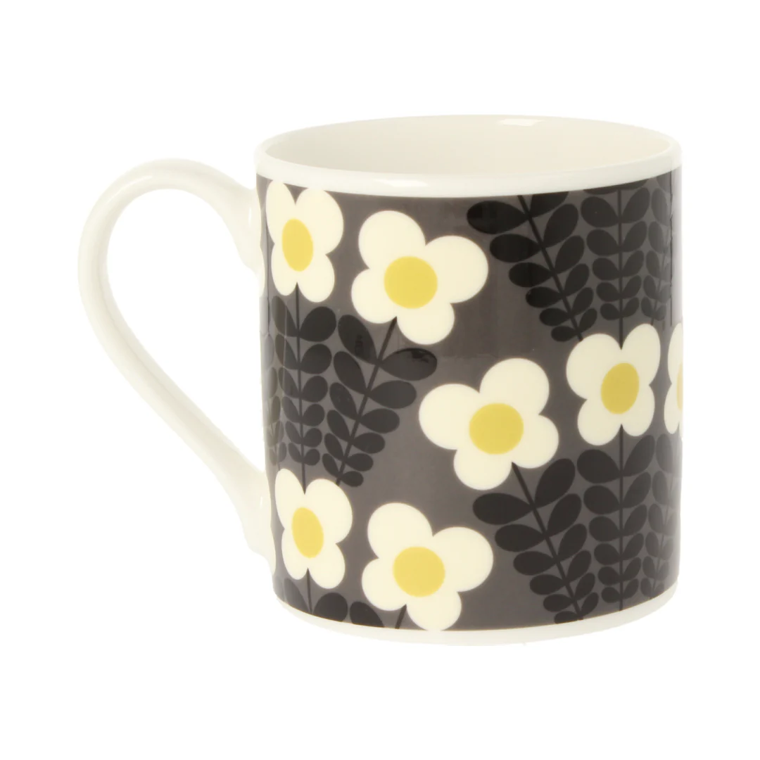 Orla Kiely Bunch Of Stems Grey Quite Big Mug