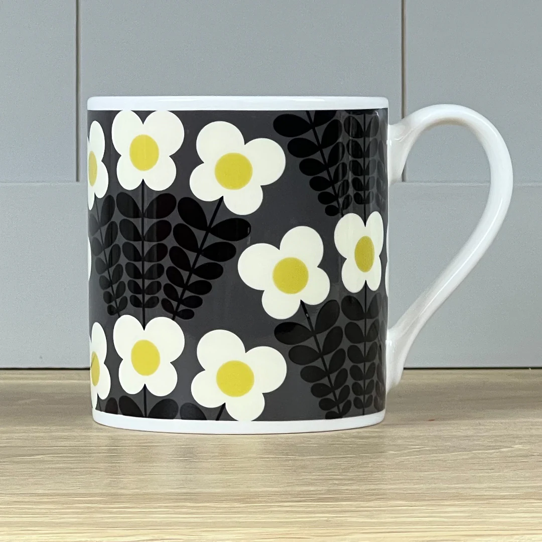 Orla Kiely Bunch Of Stems Grey Quite Big Mug