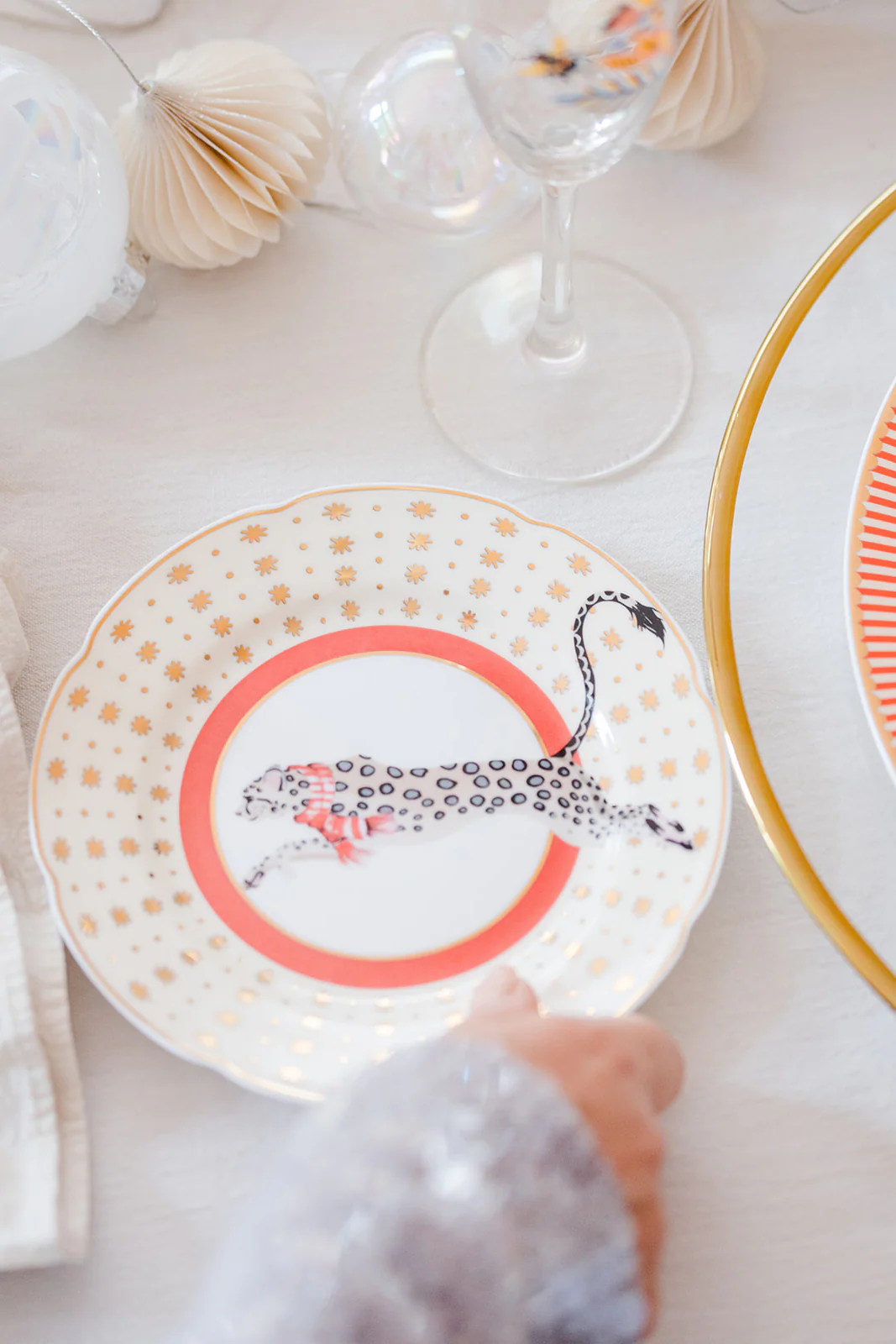 Yvonne Ellen Christmas Snow Leopard Tea Plate