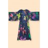 Powder Exotic Evening In Ink Kimono Gown