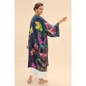 Powder Exotic Evening In Ink Kimono Gown