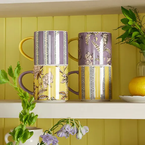 Cath Kidston Wisteria Set of 4 Stacking Mugs