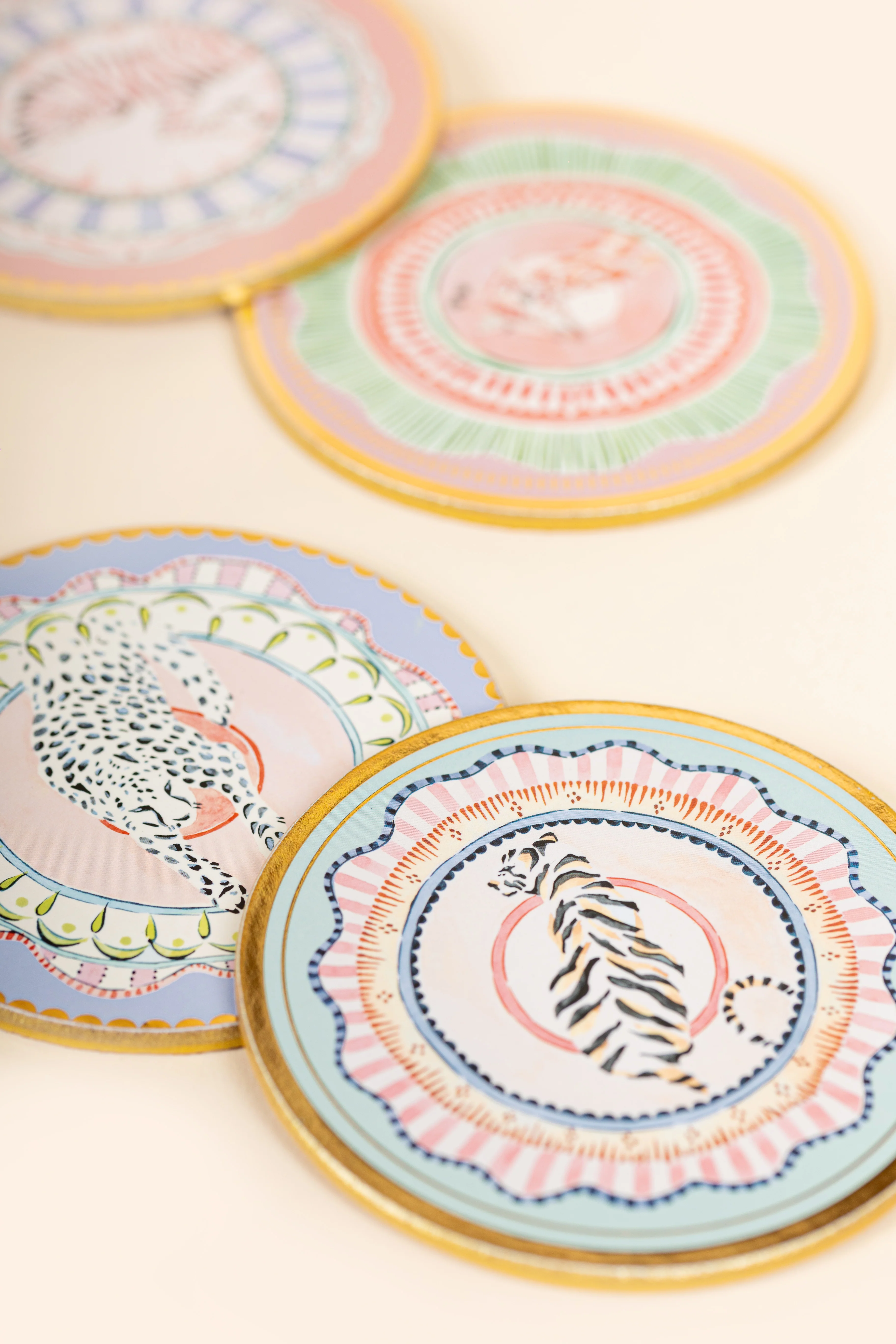 Yvonne Ellen Round Cork Back Coasters Set of 4