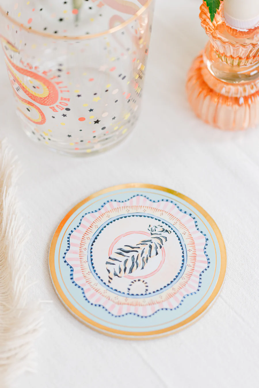 Yvonne Ellen Round Cork Back Coasters Set of 4