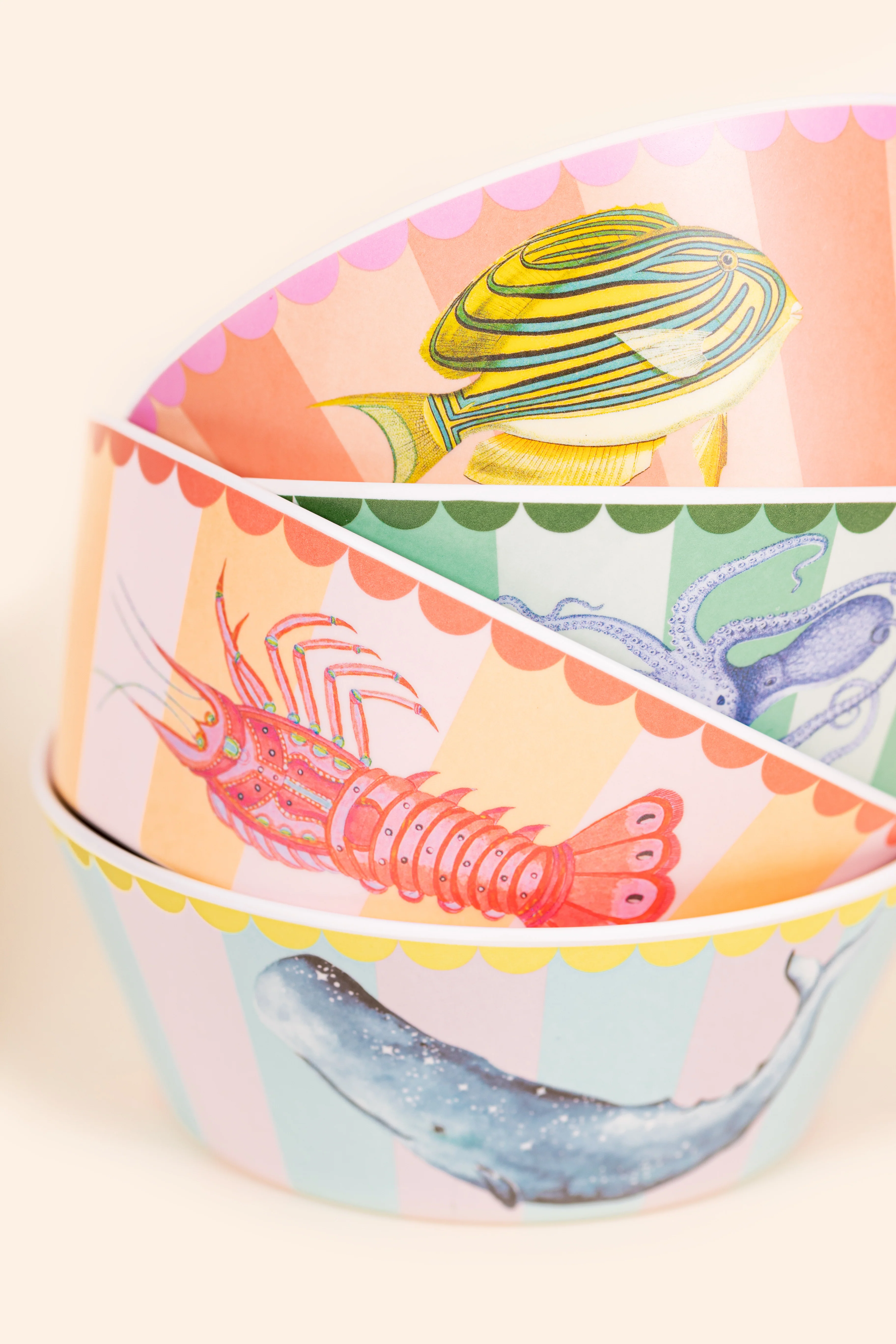 Yvonne Ellen Animal Melamine Picnic Bowls - Set of 4