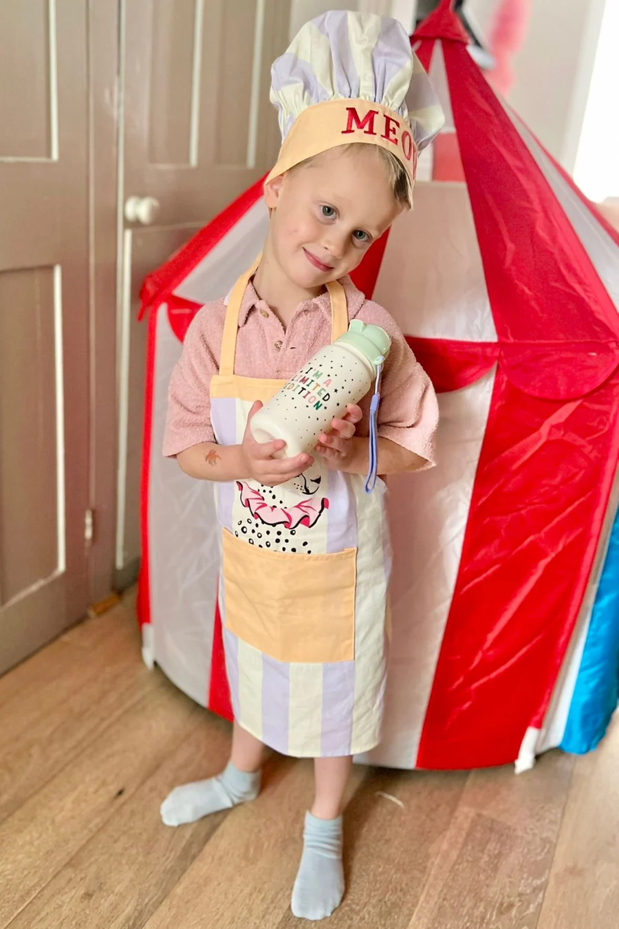 Yvonne Ellen Mini Kids Meow Apron & Chef Hat Set