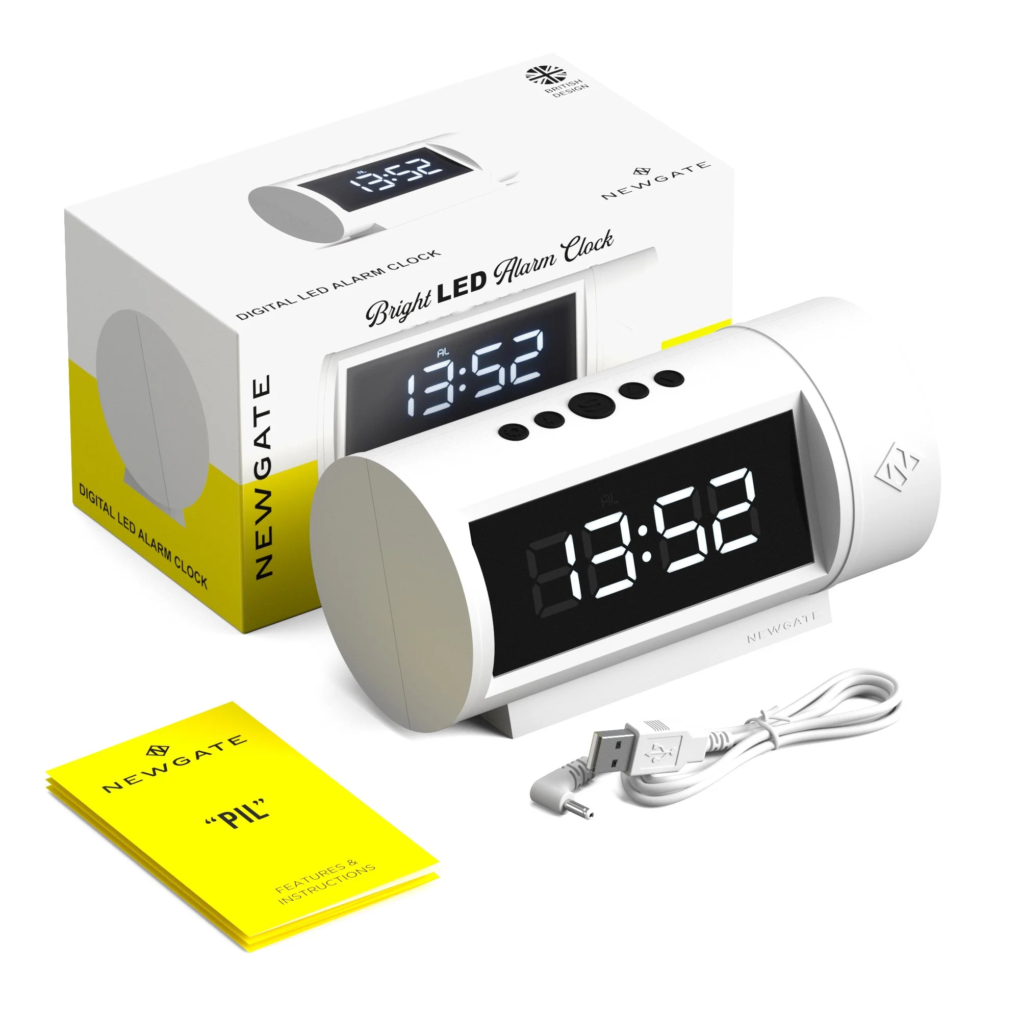 Newgate Pil LED Alarm Clock | White