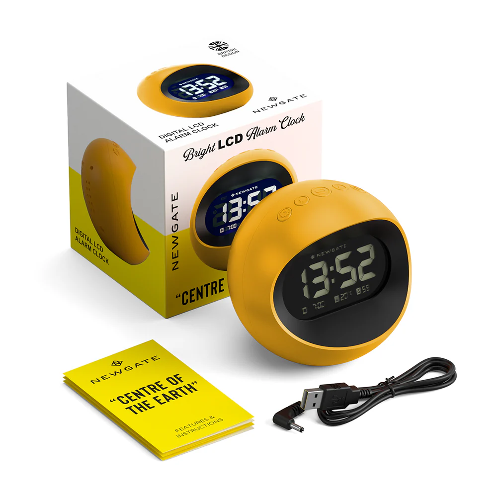 Newgate Centre Of The Earth LCD Alarm Clock | Yellow