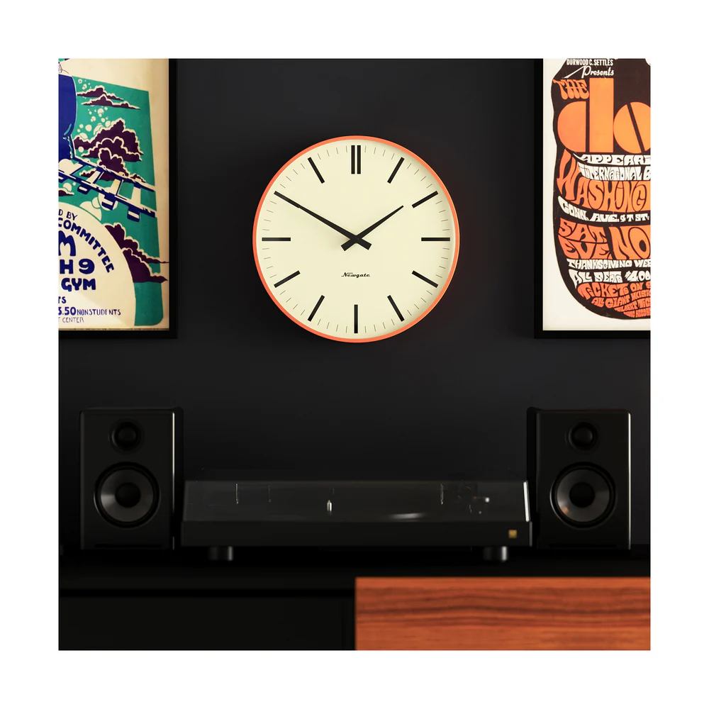 Newgate Radio City Wall Clock | Pumpkin Orange / Roman Dial