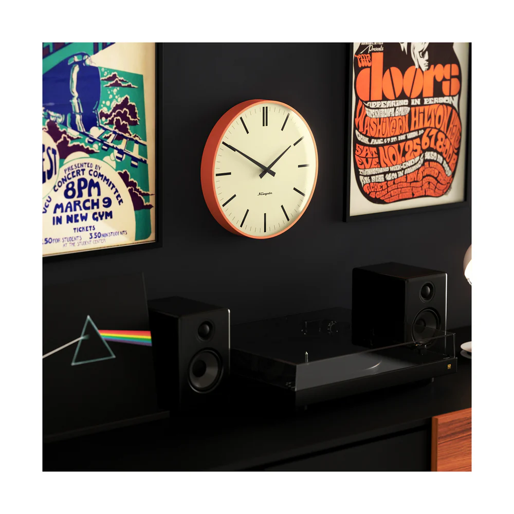 Newgate Radio City Wall Clock | Pumpkin Orange / Roman Dial