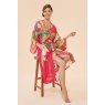 Powder Delicate Tropical Kimono Gown - Dark Rose