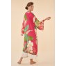 Powder Delicate Tropical Kimono Gown - Dark Rose