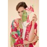 Powder Delicate Tropical Kimono Gown - Dark Rose