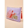 Powder Velvet Embroidered Zip Pouch - Lobster Buddies Lavender