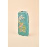 Powder Velvet Embroidered Sunglasses Pouch - Hummingbird Aqua