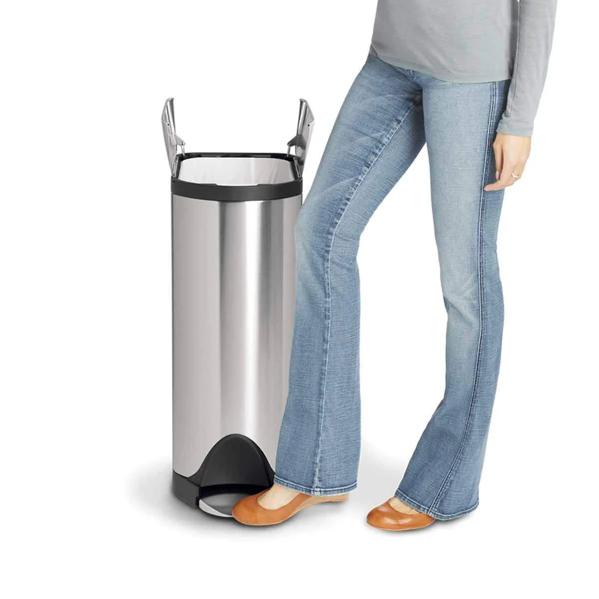 Simple Human Butterfly Pedal Bin 45L - Brushed Stainless Steel