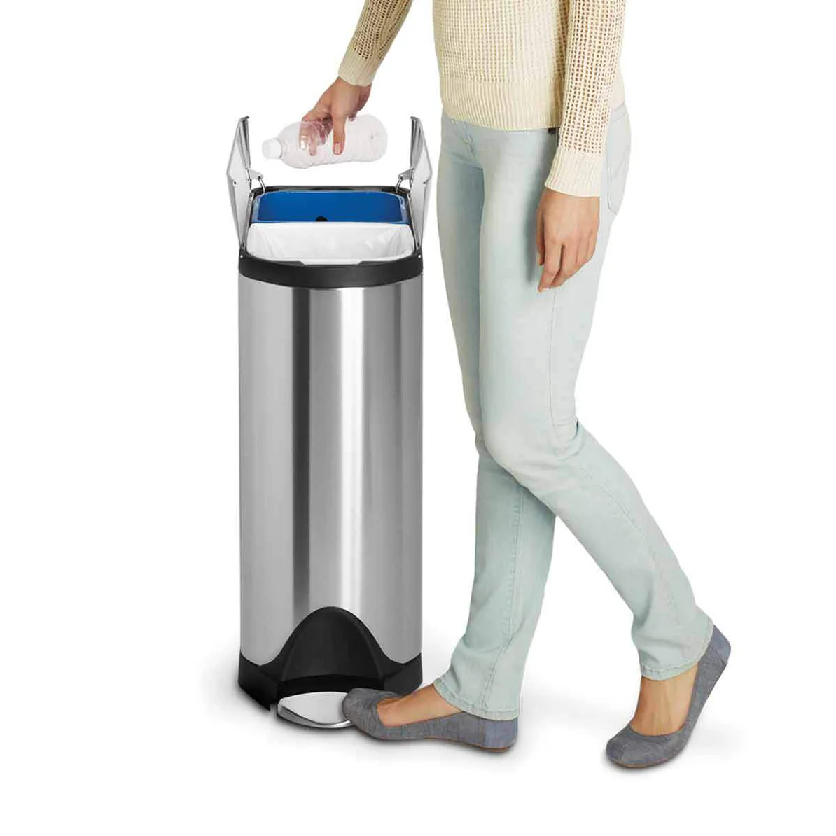 Simple Human Butterfly Recycler Pedal Bin 40L -  Brushed Stainless Steel