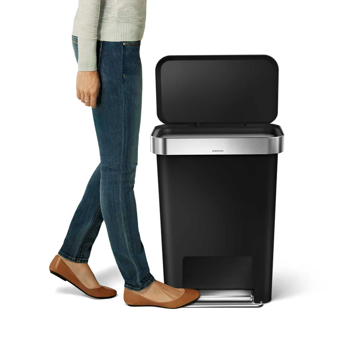 Simple Human Plastic Rectangular Pedal Bin 45L - Black