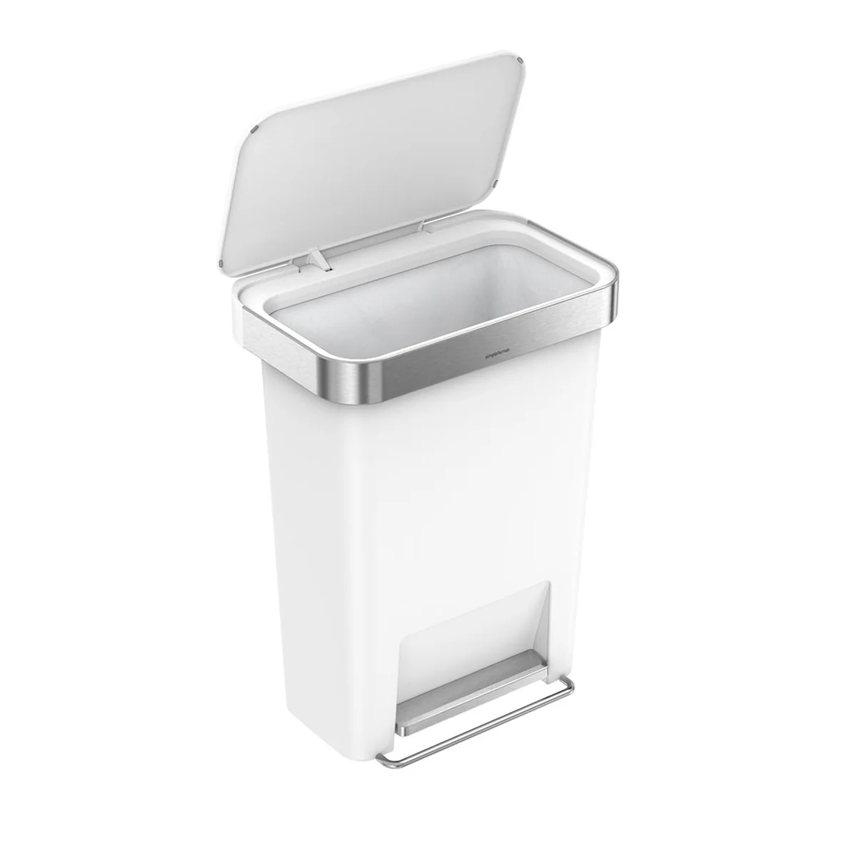 Simple Human Plastic Rectangular Pedal Bin 45L - White