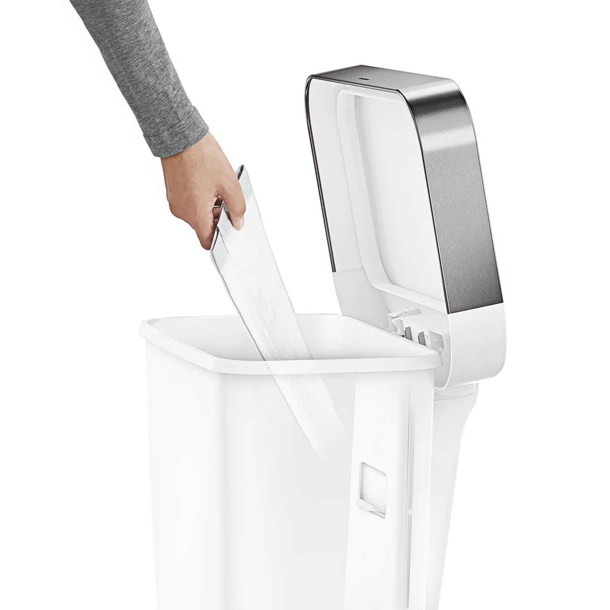 Simple Human Plastic Rectangular Pedal Bin 45L - White