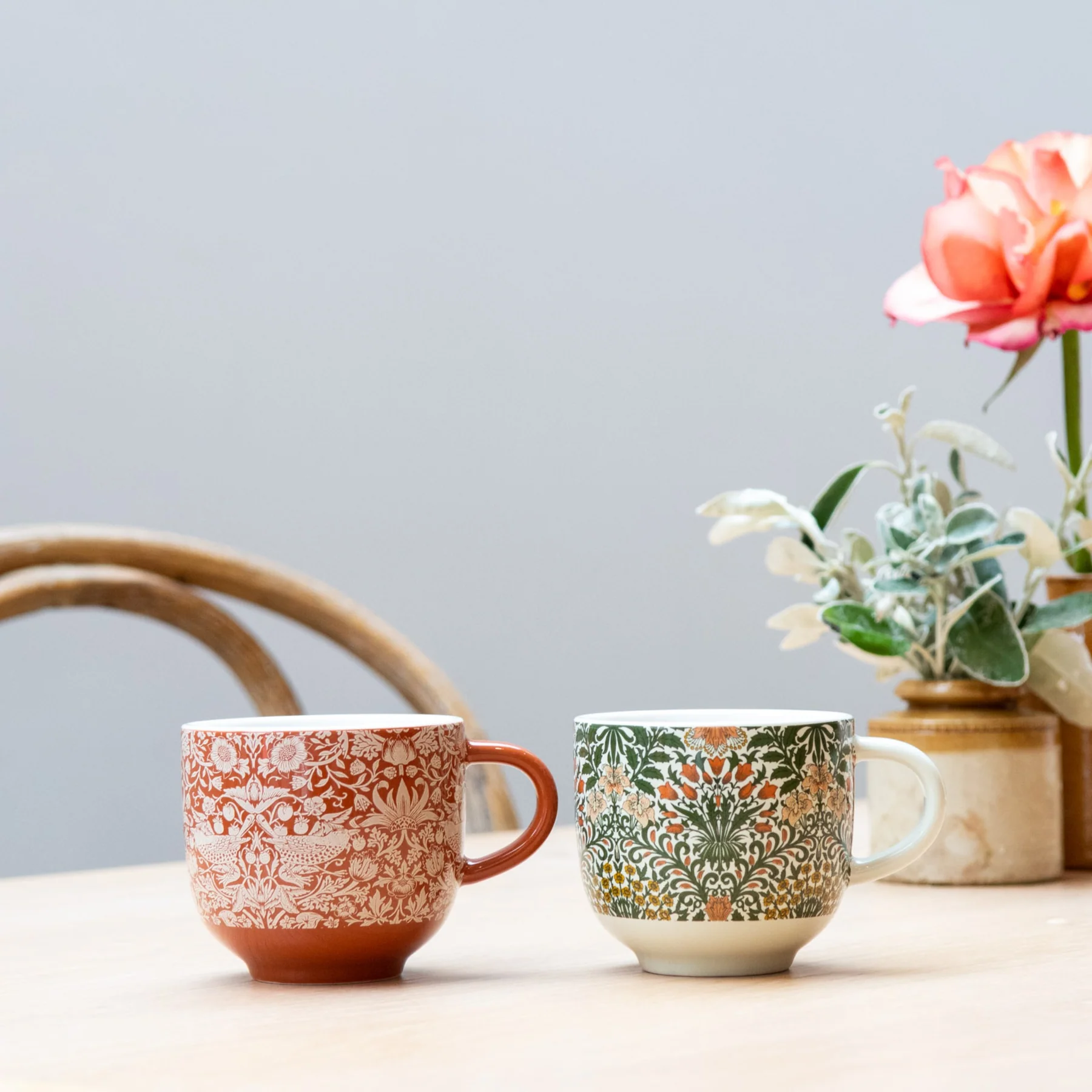 William Morris At Home Useful & Beautiful Two Assorted Fine China Mugs