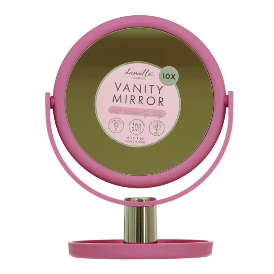 Danielle Creations Soft Touch Vanity Mirror with Tray Pink