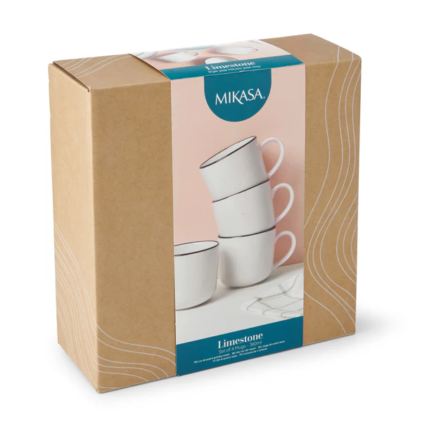 Mikasa Limestone Porcelain Mugs Set of 4 White