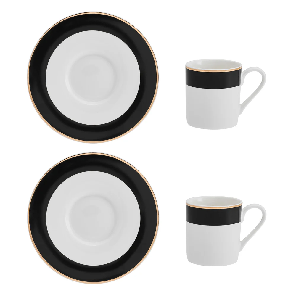 Mikasa Luxe Deco China Espresso Cups and Saucers Set of 2