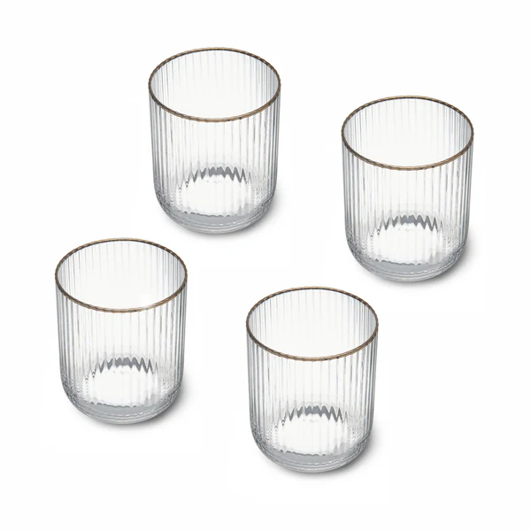 Mikasa Sorrento Ridged Crystal Tumbler Glasses Set of 4