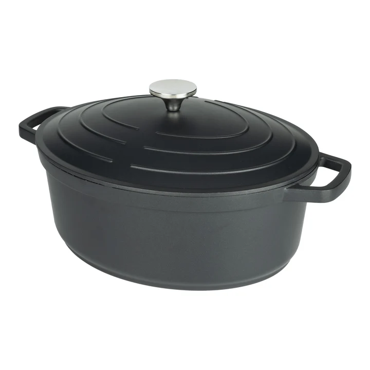 Grunwerg Commichef Cast Aluminium 32cm Oval Casserole - Black