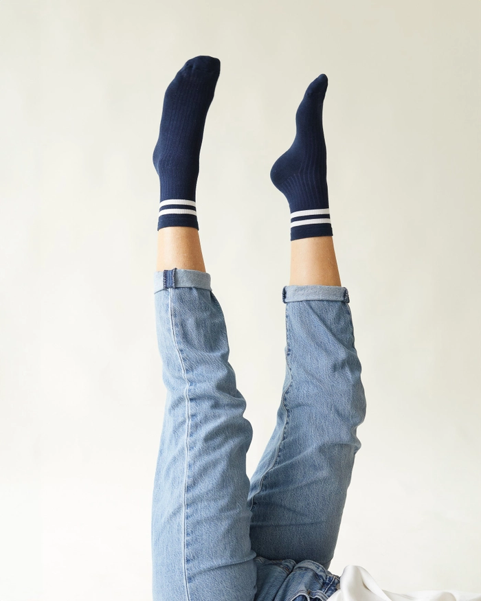 Chalk Bamboo Ankle Socks Navy