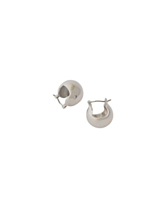 Chalk Ball Huggie Earrings Silver