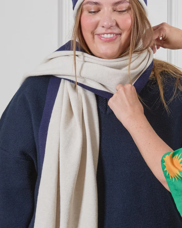 Chalk Joey Scarf - Navy/Cream