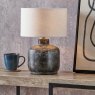 Pacific Vulcan Textured Volcanic Effect Grey Small Stoneware Lamp & Linen Lampshade