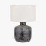 Pacific Vulcan Textured Volcanic Effect Grey Small Stoneware Lamp & Linen Lampshade