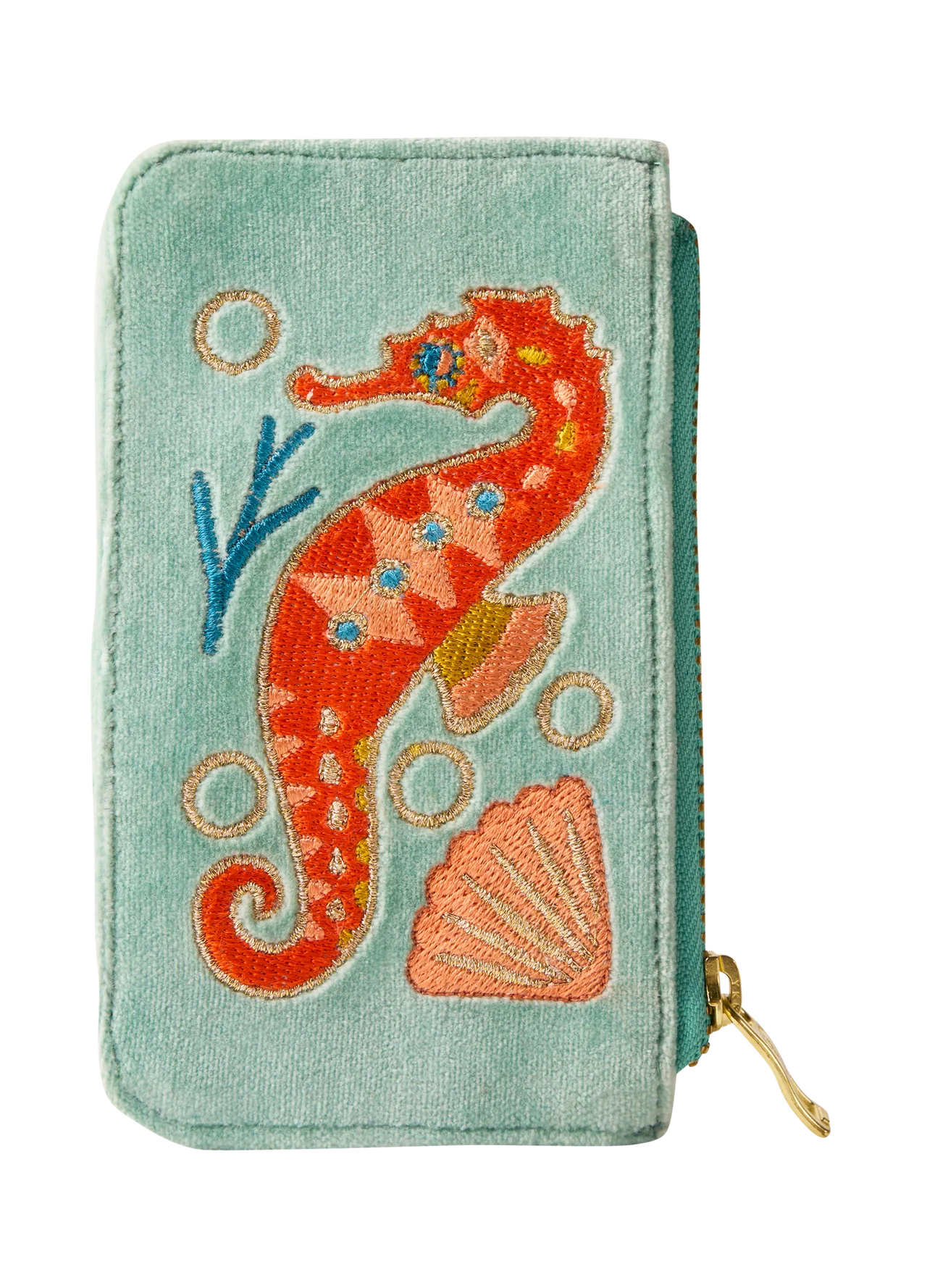 Powder Velvet Card Holder - Sparkling Seahorse Aqua