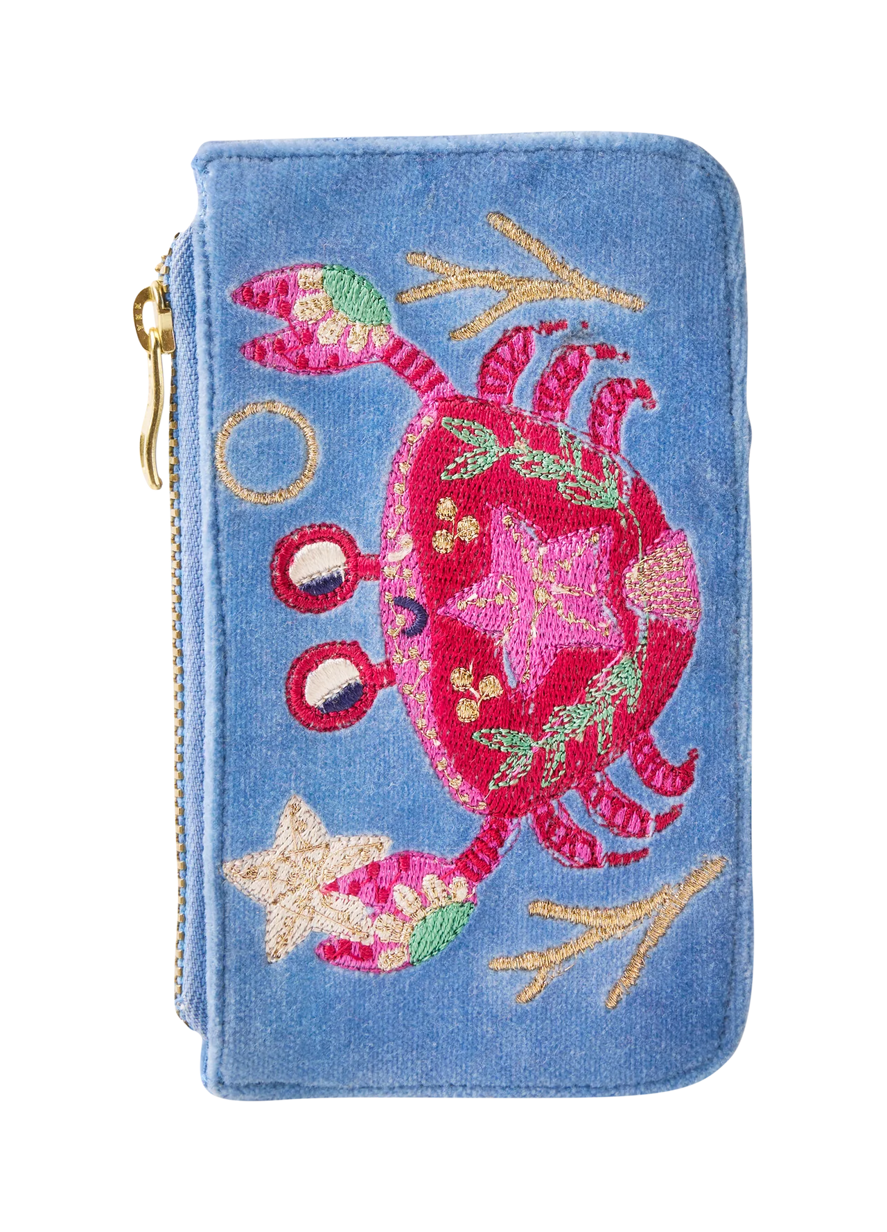 Powder Velvet Card Holder - Seafaring Crab Cornflower