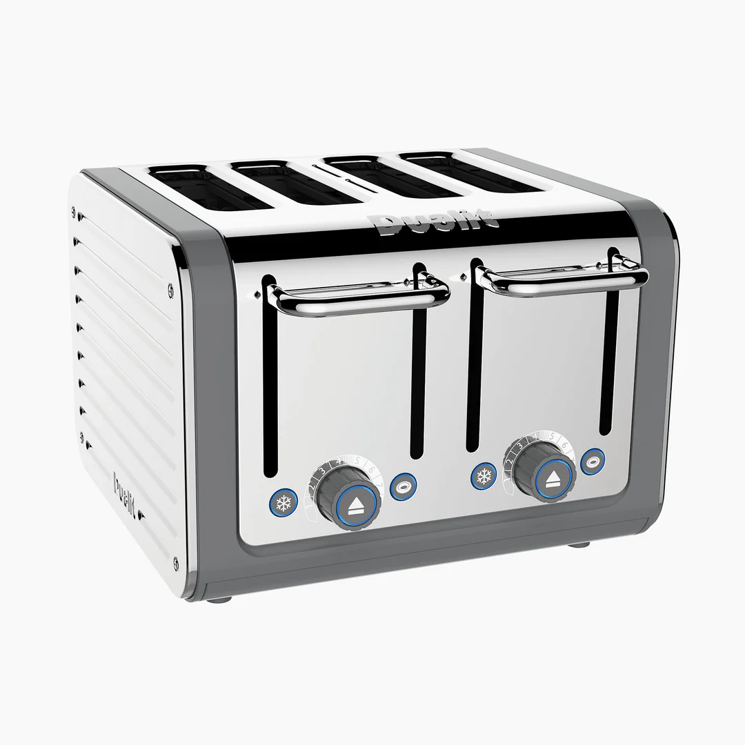 Dualit Architect 4 Slice Toaster | Grey Body & Stainless Steel Panels