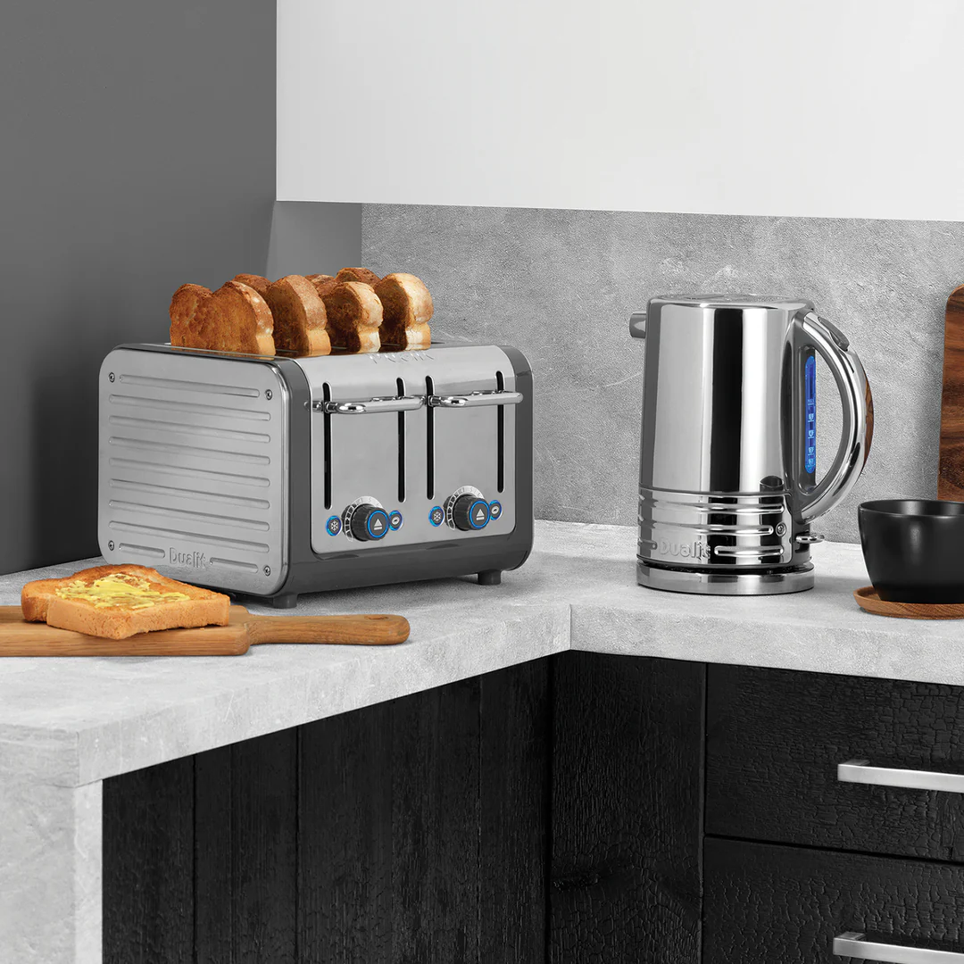 Dualit Architect 4 Slice Toaster | Grey Body & Stainless Steel Panels